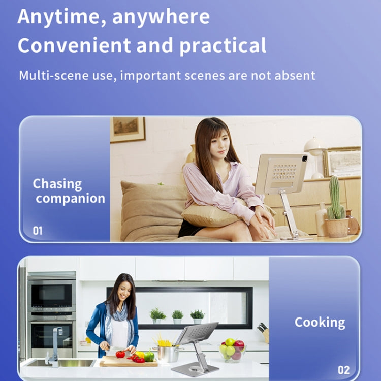 JUNDNE H06 Desktop Folding Phone Stand Portable Telescopic Rotary Tablet Stand(Deep Grey) by JUNDNE