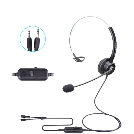 VT200 Single Ear Telephone Headset Operator Headset With Mic,Spec: 3.5mm Double Plug With Tuning - Microphones & Headsets by buy2fix | Online Shopping UK | buy2fix