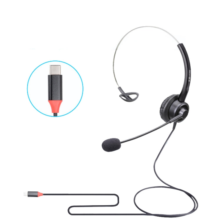 VT200 Single Ear Telephone Headset Operator Headset With Mic,Spec: Type-C - Microphones & Headsets by buy2fix | Online Shopping UK | buy2fix