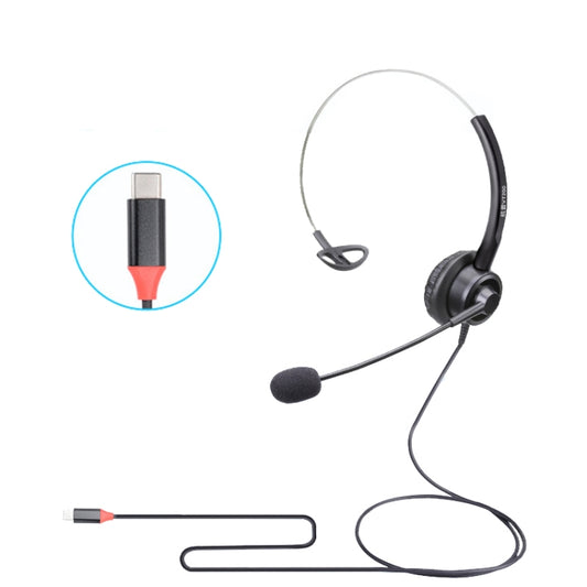VT200 Single Ear Telephone Headset Operator Headset With Mic,Spec: Type-C - Microphones & Headsets by buy2fix | Online Shopping UK | buy2fix