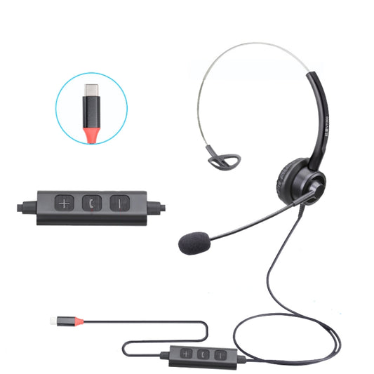 VT200 Single Ear Telephone Headset Operator Headset With Mic,Spec: Type-C With Answer Key - Microphones & Headsets by buy2fix | Online Shopping UK | buy2fix