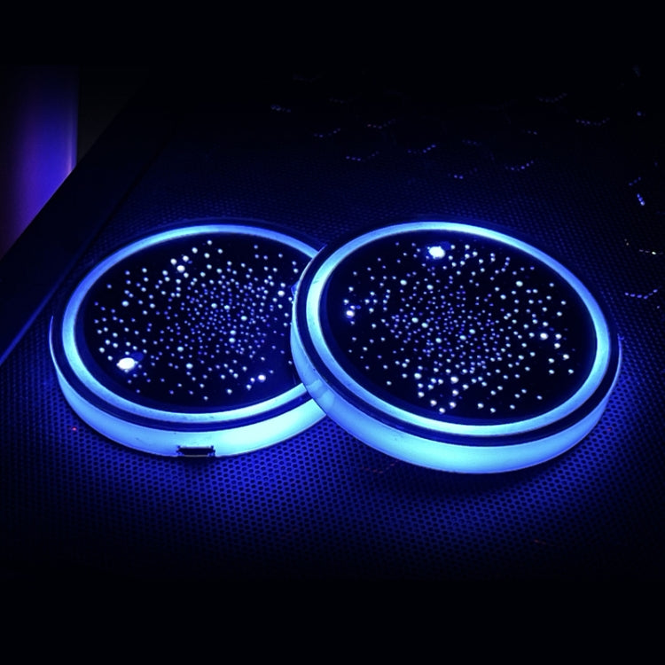 1 Pair Automotive LED Colorful Luminous Water Coaster Acrylic Car Cup Tank Atmosphere Lamp(Star Model) - Car Drink Holders by buy2fix | Online Shopping UK | buy2fix