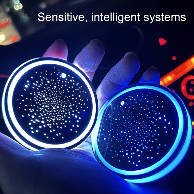 1 Pair Automotive LED Colorful Luminous Water Coaster Acrylic Car Cup Tank Atmosphere Lamp(Star Model) - Car Drink Holders by buy2fix | Online Shopping UK | buy2fix