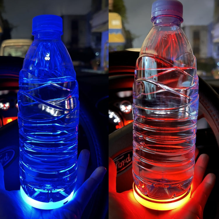 1 Pair Automotive LED Colorful Luminous Water Coaster Acrylic Car Cup Tank Atmosphere Lamp(Star Model) - Car Drink Holders by buy2fix | Online Shopping UK | buy2fix