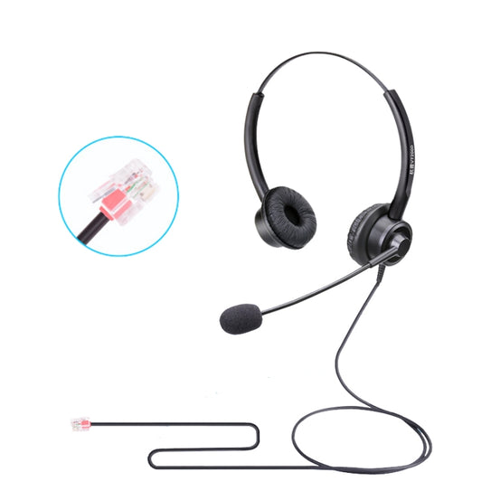 VT200D Double Ears Telephone Headset Operator Headset With Mic,Spec: Crystal Head - Microphones & Headsets by buy2fix | Online Shopping UK | buy2fix
