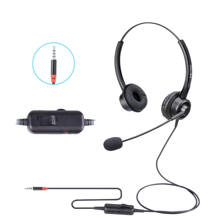 VT200D Double Ears Telephone Headset Operator Headset With Mic,Spec: 3.5mm Single Plug with Tuning - Microphones & Headsets by buy2fix | Online Shopping UK | buy2fix