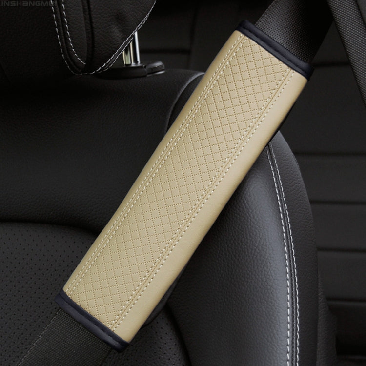 Fiber Leather Embossed Car Seat Belt Shoulder Cover Protector 6.5X23cm(Beige) - Seat Belts & Padding by buy2fix | Online Shopping UK | buy2fix