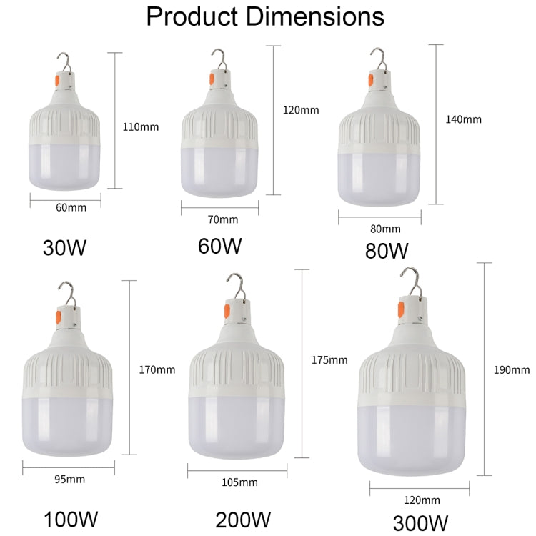 AB26 USB Charging LED Bulb Night Market Stall Lights Outdoor Camping Hanging Lamp, Power: 60W (White) - Camping Lighting by buy2fix | Online Shopping UK | buy2fix