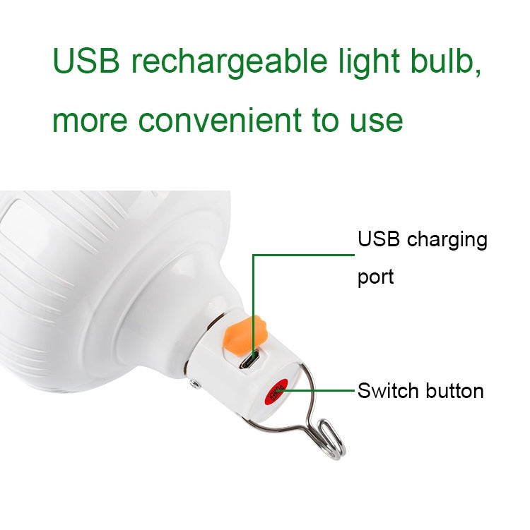 AB26 USB Charging LED Bulb Night Market Stall Lights Outdoor Camping Hanging Lamp, Power: 60W (White) - Camping Lighting by buy2fix | Online Shopping UK | buy2fix