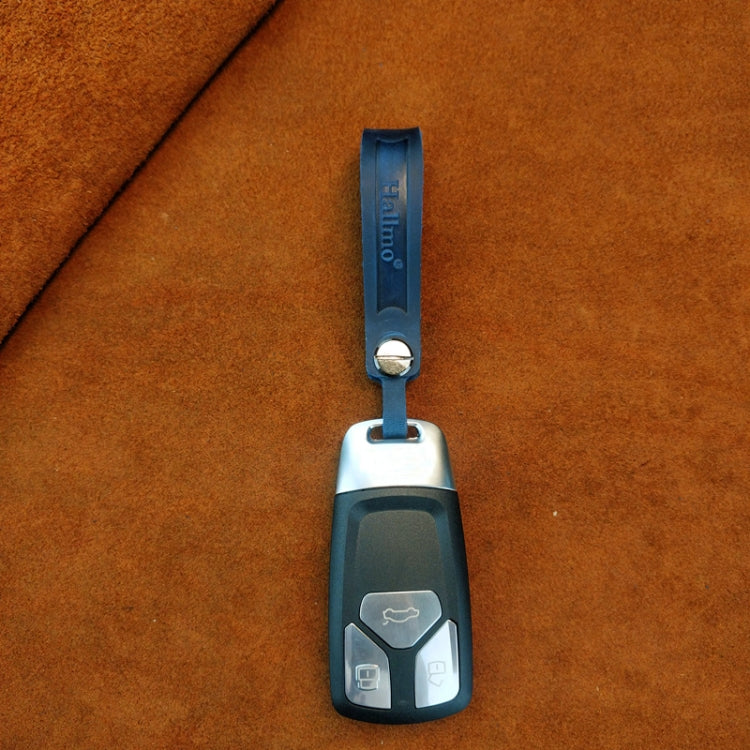 Hallmo First Layer Cowhide Leather Car Keychain(Crazy Horse Leather Blue) - Key Rings by Hallmo | Online Shopping UK | buy2fix