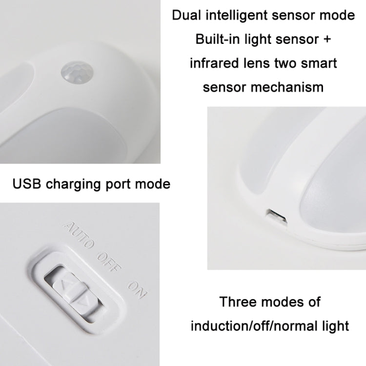 USB Rechargeable Firefly Smart Body Sensor LED Light(Natural Light) - Sensor LED Lights by buy2fix | Online Shopping UK | buy2fix