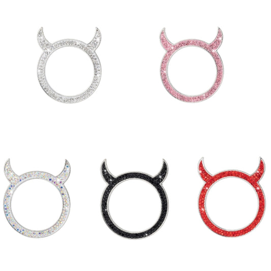 2 PCS Car Starter Button With Diamond Small Devil Decorative Ring(Pink) by buy2fix
