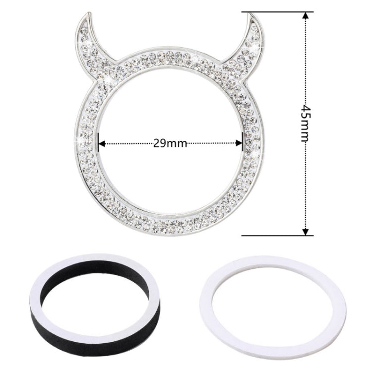 2 PCS Car Starter Button With Diamond Small Devil Decorative Ring(Black) - Decoration Rings by buy2fix | Online Shopping UK | buy2fix