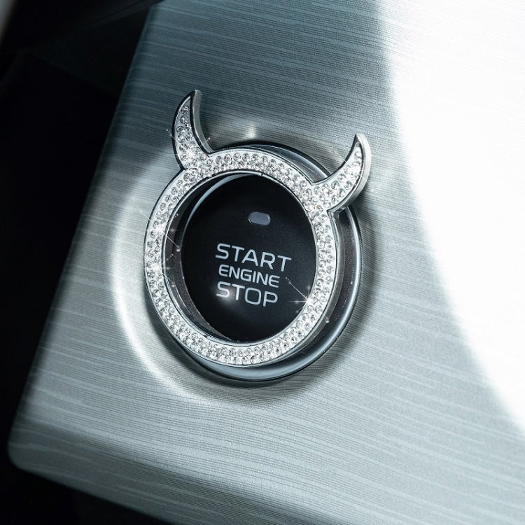 2 PCS Car Starter Button With Diamond Small Devil Decorative Ring(White) by buy2fix