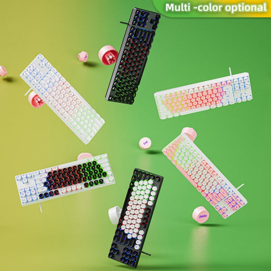 Dark Alien DK100 87 Keys Hot Plug-In Glowing Game Wired Mechanical Keyboard, Cable Length: 1.3m(Pink White) by Dark Alien