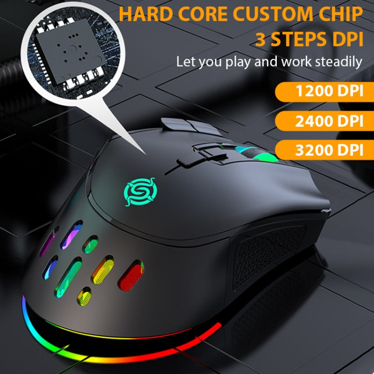 K-Snake BM520 9-button 3200DPI 2.4G RGB Wireless Dual-mode Gaming Mouse(Black) - Wireless Mice by K-Snake | Online Shopping UK | buy2fix