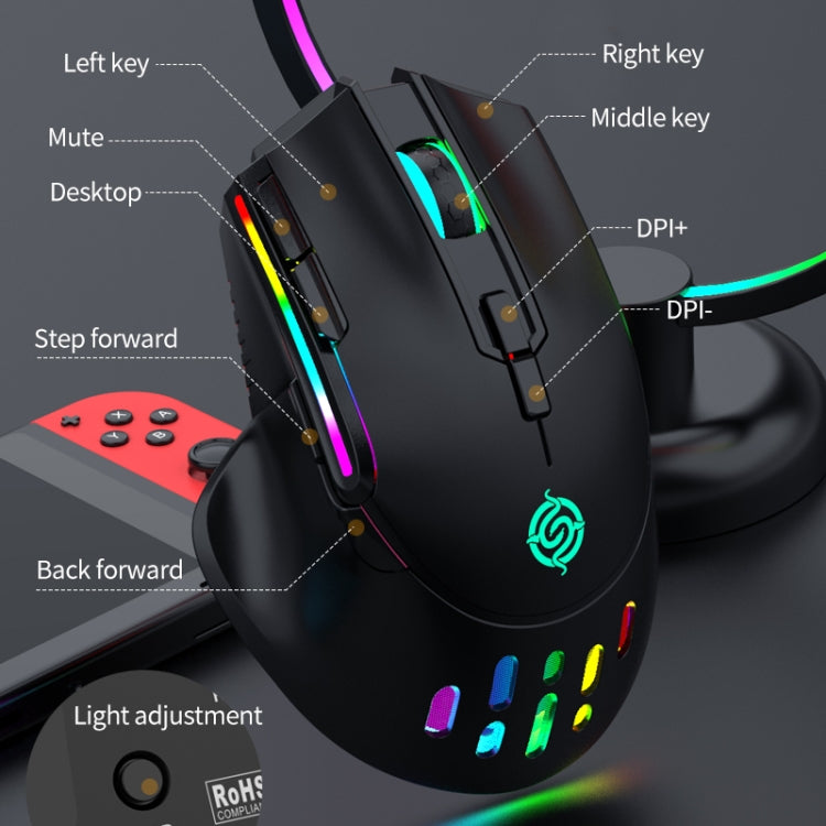 K-Snake BM520 9-button 3200DPI 2.4G RGB Wireless Dual-mode Gaming Mouse(Black) - Wireless Mice by K-Snake | Online Shopping UK | buy2fix