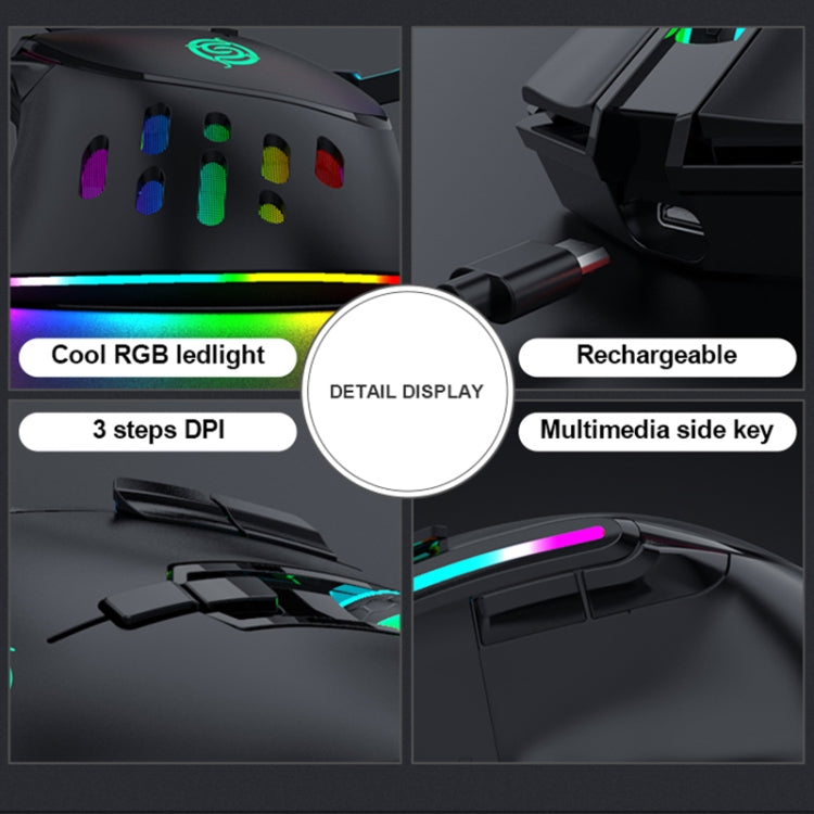 K-Snake BM520 9-button 3200DPI 2.4G RGB Wireless Dual-mode Gaming Mouse(Black) - Wireless Mice by K-Snake | Online Shopping UK | buy2fix