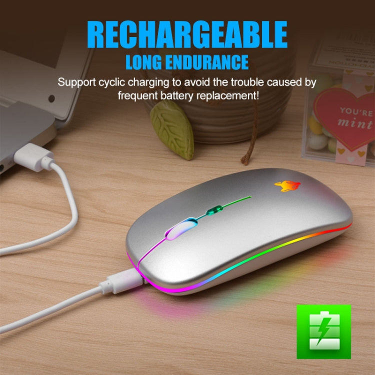 XUNSVFOX XYH50 4 Keys USB Charging Business Office Wireless Light Mouse(Silver) - Wireless Mice by XUNSVFOX | Online Shopping UK | buy2fix