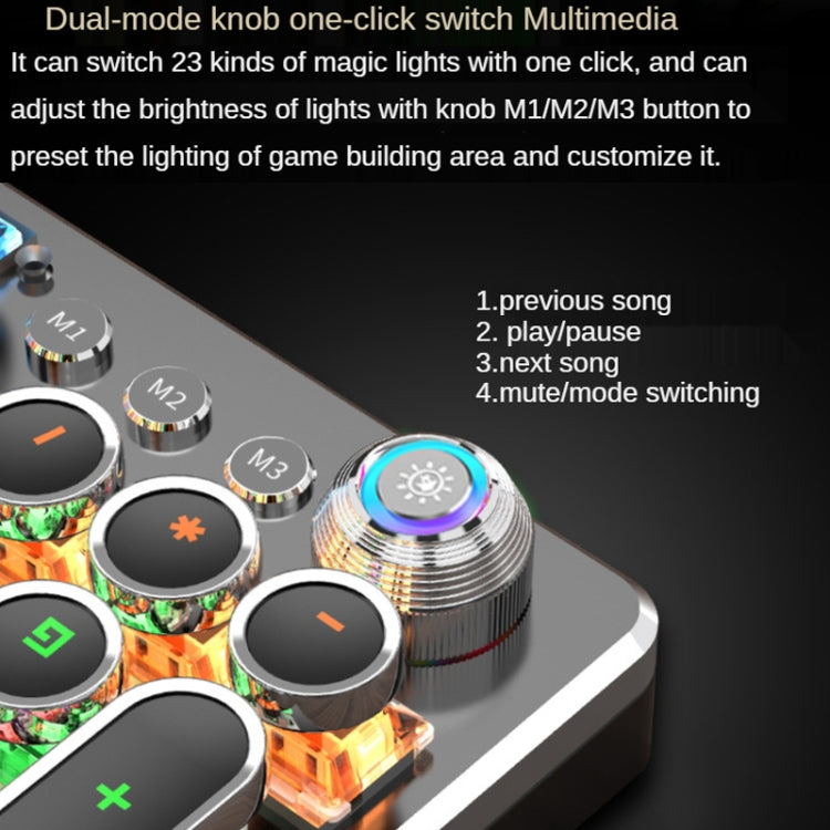 K820 104 Keys Retro Punk Plating Knob Glowing Wired Green Shaft Keyboard, Cable Length: 1.6m, Style: Running Lights (Black) by buy2fix