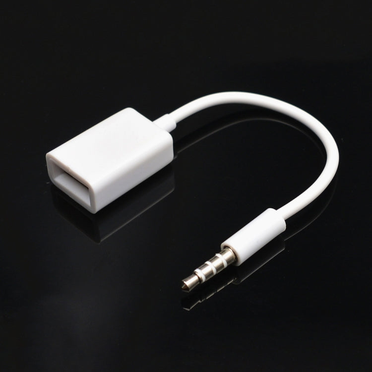 10 PCS Y-1502 14cm Car AUX Audio Cable To USB Car 3.5mm Adapter Cable(White) - Bluetooth Adapters by buy2fix | Online Shopping UK | buy2fix