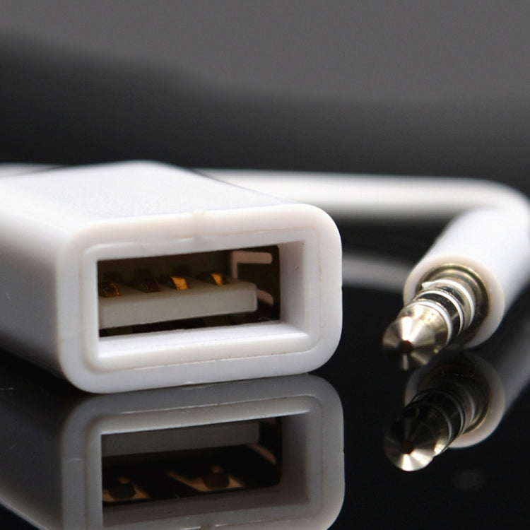 10 PCS Y-1502 14cm Car AUX Audio Cable To USB Car 3.5mm Adapter Cable(White) - Bluetooth Adapters by buy2fix | Online Shopping UK | buy2fix