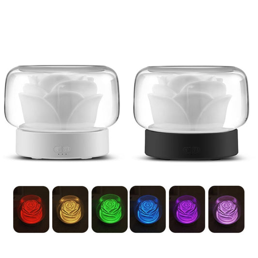 400ml Rose Aromatherapy Diffuser Timing Humidifier with Seven-color Light,CN Plug(White) by buy2fix