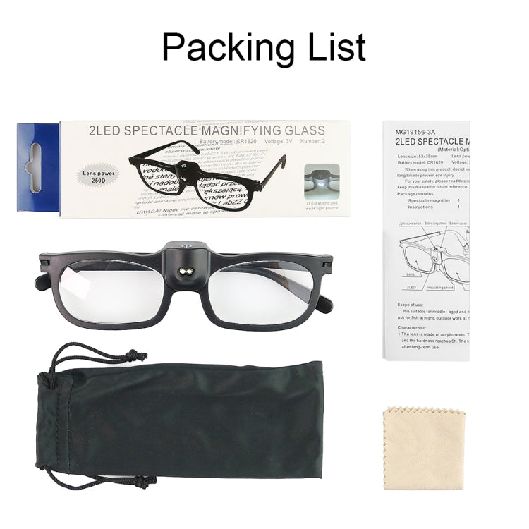 Glasses-Type Painting and Reading Magnifying Glass with 2LED Lights, Specification: 19156-3A by buy2fix