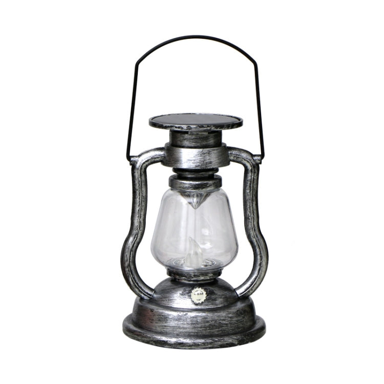 200802 Retro Solar Kerosene Lamp Shape Handheld Lamp Home Decor Flame Lamp(Silver) - Solar Lights by buy2fix | Online Shopping UK | buy2fix