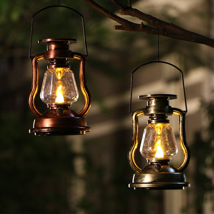 200802 Retro Solar Kerosene Lamp Shape Handheld Lamp Home Decor Flame Lamp(Silver) - Solar Lights by buy2fix | Online Shopping UK | buy2fix
