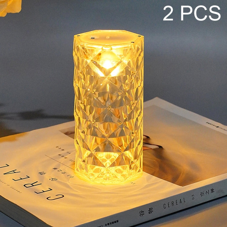 2 PCS SF-001A 1.5V Rose Ambient Light Bedside Crystal LED Desk Lamp, Color: Yellow Light - by buy2fix | Online Shopping UK | buy2fix
