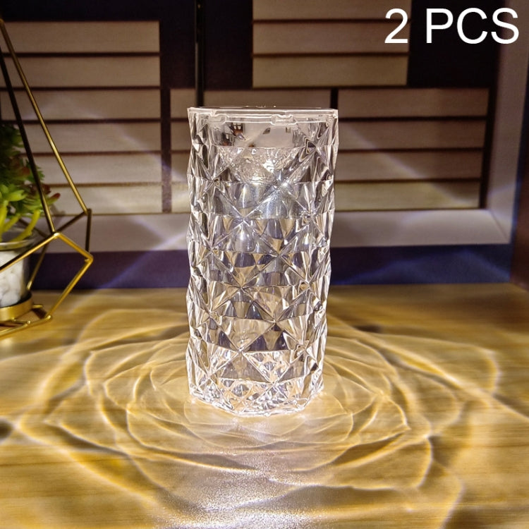 2 PCS SF-001A 1.5V Rose Ambient Light Bedside Crystal LED Desk Lamp, Color: White Light - by buy2fix | Online Shopping UK | buy2fix