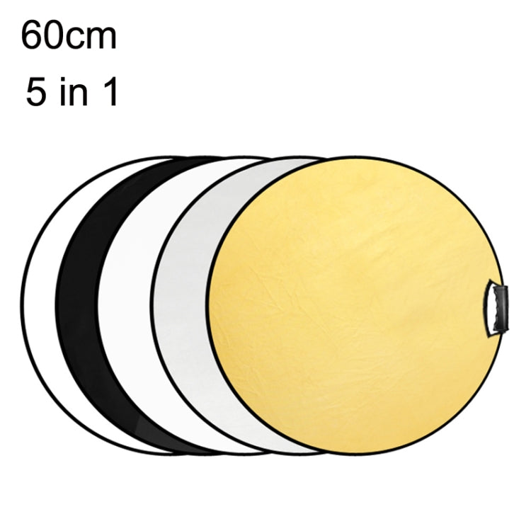 Selens 5 In 1 (Gold / Silver / White / Black / Soft Light) Folding Reflector Board, Size: 60cm Round - by Selens | Online Shopping UK | buy2fix