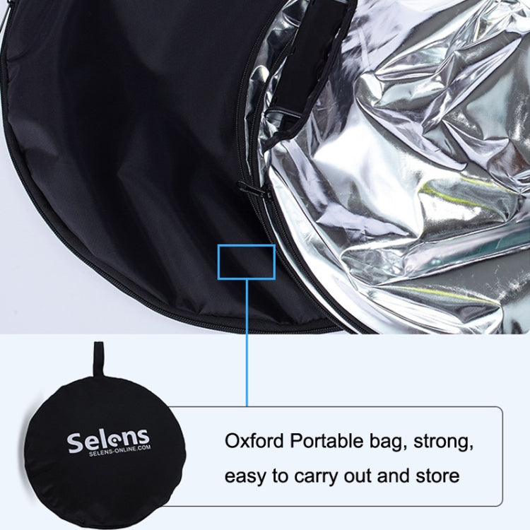Selens 5 In 1 (Gold / Silver / White / Black / Soft Light) Folding Reflector Board, Size: 60cm Round - by Selens | Online Shopping UK | buy2fix