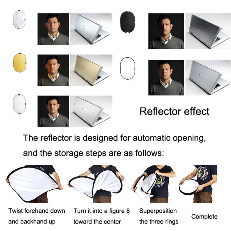 Selens 5 In 1 (Gold / Silver / White / Black / Soft Light) Folding Reflector Board, Size: 80x120cm - by Selens | Online Shopping UK | buy2fix