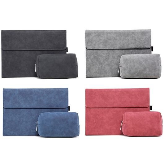 For Microsoft Surface Pro 9 Tablet Protective Case Holder(South African Sheepskin Blue Case + Power Supply Bag) by buy2fix