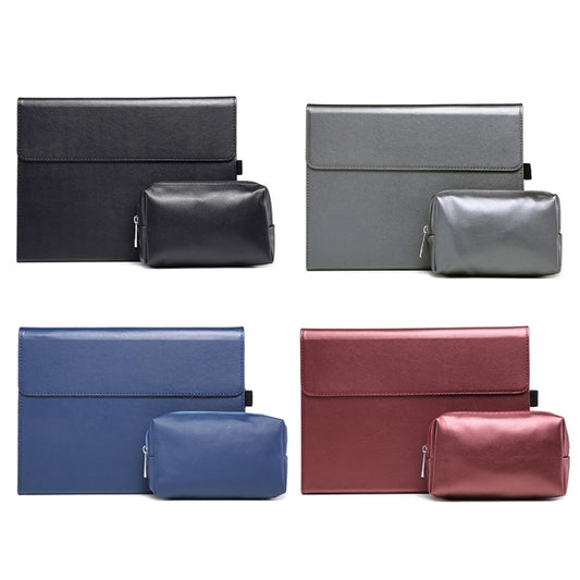 For Microsoft Surface Pro 9 Tablet Protective Case Holder(Microfiber Lambskin Texture Gray Case + Power Supply Bag) by buy2fix