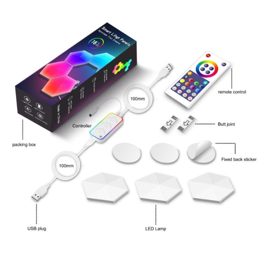 Gaming Ambient Light Smart Chiclet Backdrop Quantum Wall Light, Versions: Bluetooth(3 PCS/Set) by buy2fix