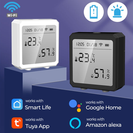Wifi Temperature And Humidity Meter Sensor Equipment Smart Home Graffiti APP Temperature And Humidity Sensor(Black) by buy2fix