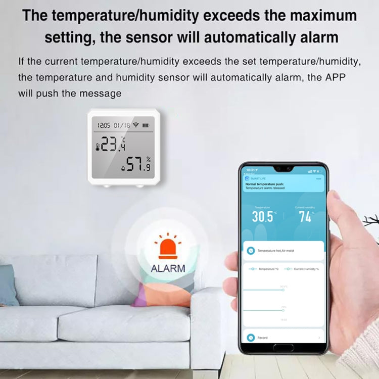 Wifi Temperature And Humidity Meter Sensor Equipment Smart Home Graffiti APP Temperature And Humidity Sensor(Black) - Smart Switch by buy2fix | Online Shopping UK | buy2fix