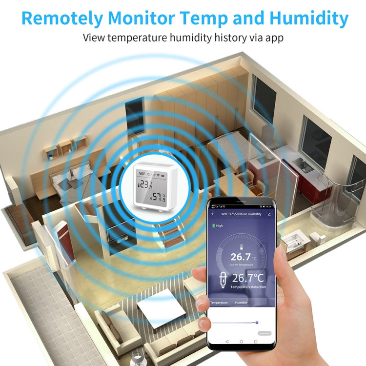 Wifi Temperature And Humidity Meter Sensor Equipment Smart Home Graffiti APP Temperature And Humidity Sensor(Black) - Smart Switch by buy2fix | Online Shopping UK | buy2fix