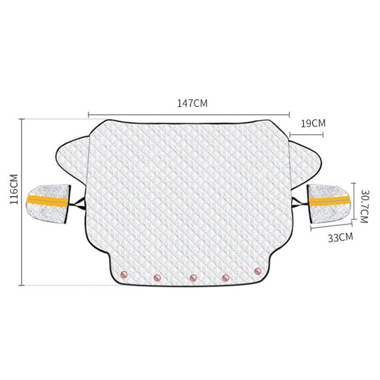 SUITU R-3945 Car Winter Front Glass Snow Shield Defrost Sunshade Thickened Car Clothing, Style: 5 Magnets With Earmuffs by SUITU