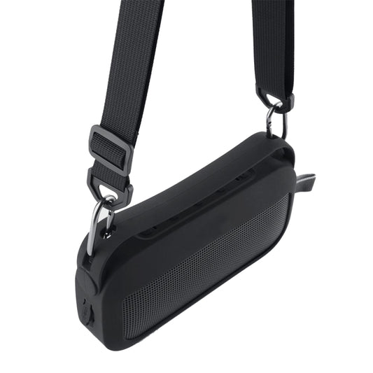 For Bose SoundLink Flex Bluetooth Speaker Silicone Protective Case Cover With Shoulder Strap(Black) - Protective Case by buy2fix | Online Shopping UK | buy2fix