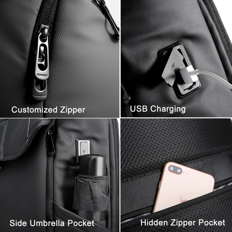 BANGE BG-2575 Anti theft Waterproof Laptop Backpack 15.6 Inch Daily Work Business Backpack(Black) - Backpack by BANGE | Online Shopping UK | buy2fix