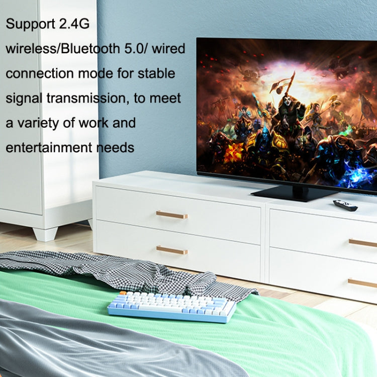 LANGTU GK65 65 Keys Wireless / Bluetooth / Wired Three Model Game Mechanical Keyboard, Cable Length: 1.5m(Milk White) by LANGTU