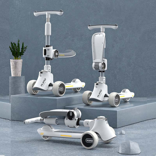 MIJIAQI 01 3 In 1 Multifunctional Foldable Children Scooter with Music and Lights, Spec: White Seat by MIJIAQI