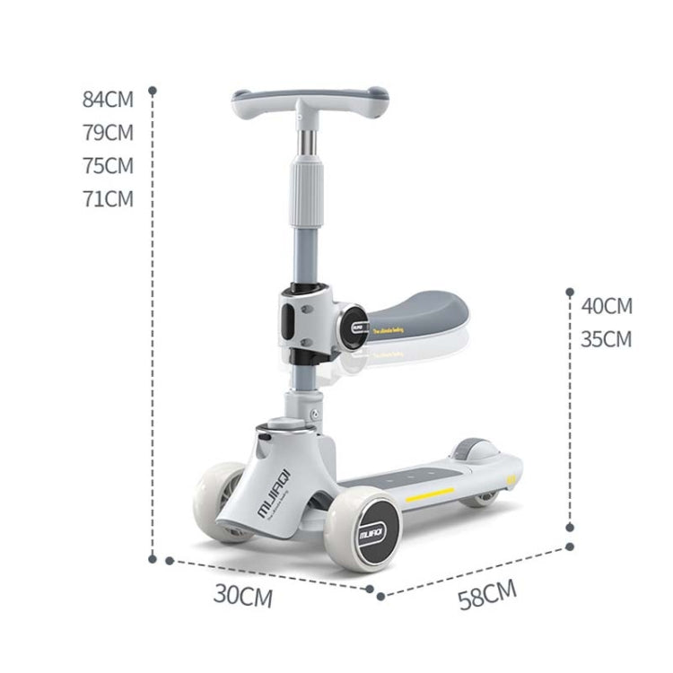 MIJIAQI 01 3 In 1 Multifunctional Foldable Children Scooter with Music and Lights, Spec: Blue Seat - Electric Scooters by MIJIAQI | Online Shopping UK | buy2fix