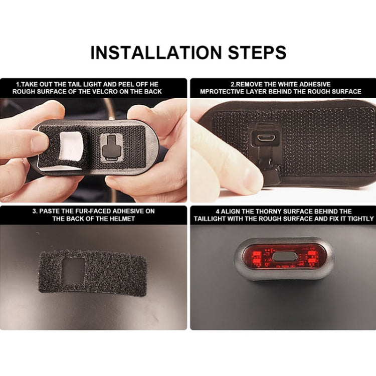 Motorbike Helmet Warning Light USB Rechargeable Waterproof Tail Light, Specification: 4 Beads B Model by buy2fix