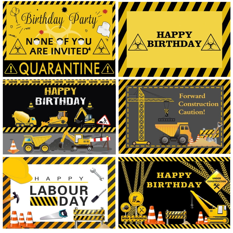 1.5m x 1m Construction Vehicle Series Happy Birthday Photography Background Cloth(Mdn08682) - Birthday Party by buy2fix | Online Shopping UK | buy2fix