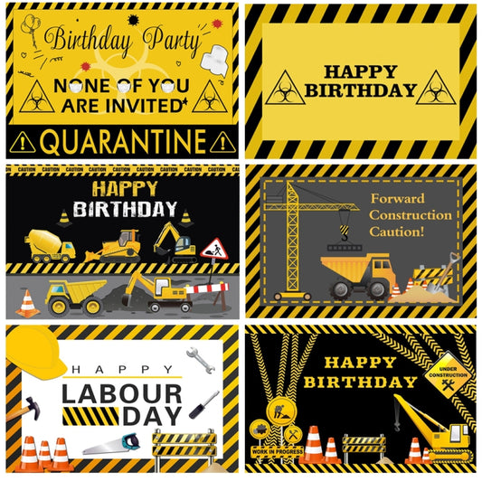 1.5m x 1m Construction Vehicle Series Happy Birthday Photography Background Cloth(Mdv00968) - Birthday Party by buy2fix | Online Shopping UK | buy2fix